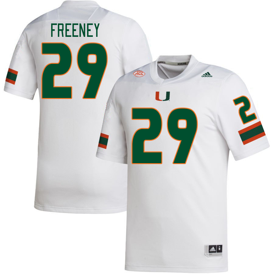 Men #29 Demetrius Freeney Miami Hurricanes College Football Jerseys Stitched Sale-White - Click Image to Close